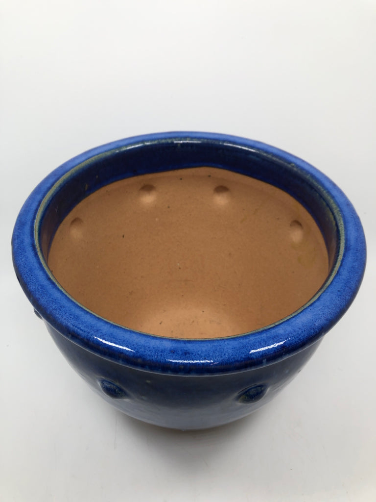 BLUE GLAZE TERRA COTTA PLANTER.