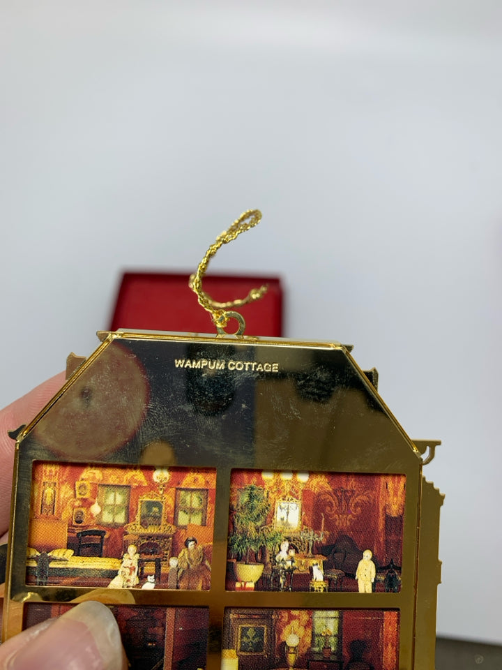 IN BOX WAMPUM COTTAGE BRASS HOUSE ORNAMENT BING & GRONDAHL.