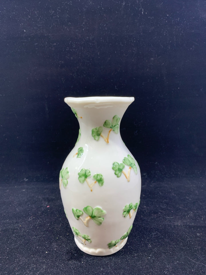 WHITE SHAMROCK VASE.