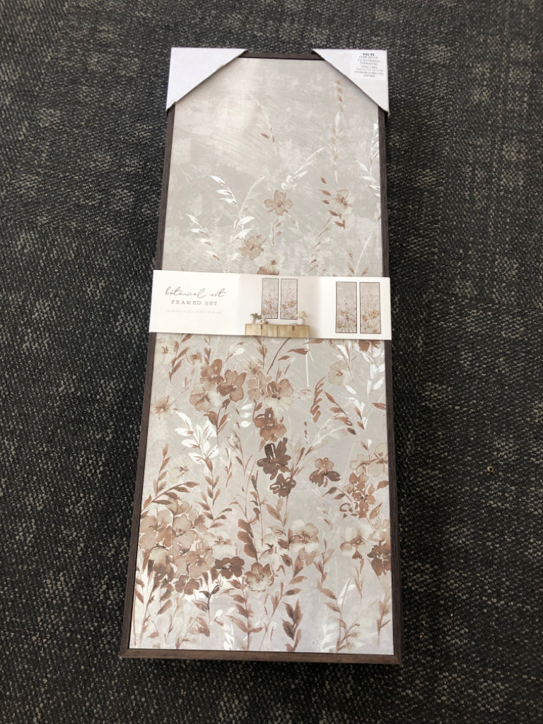 2PK BOTANICAL ART FRAMED SET.