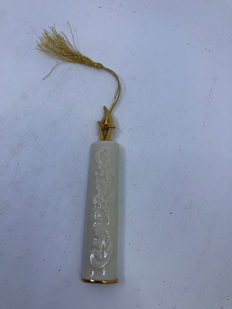 WHITE/GOLD CANDLE ORNAMENT-LENOX.