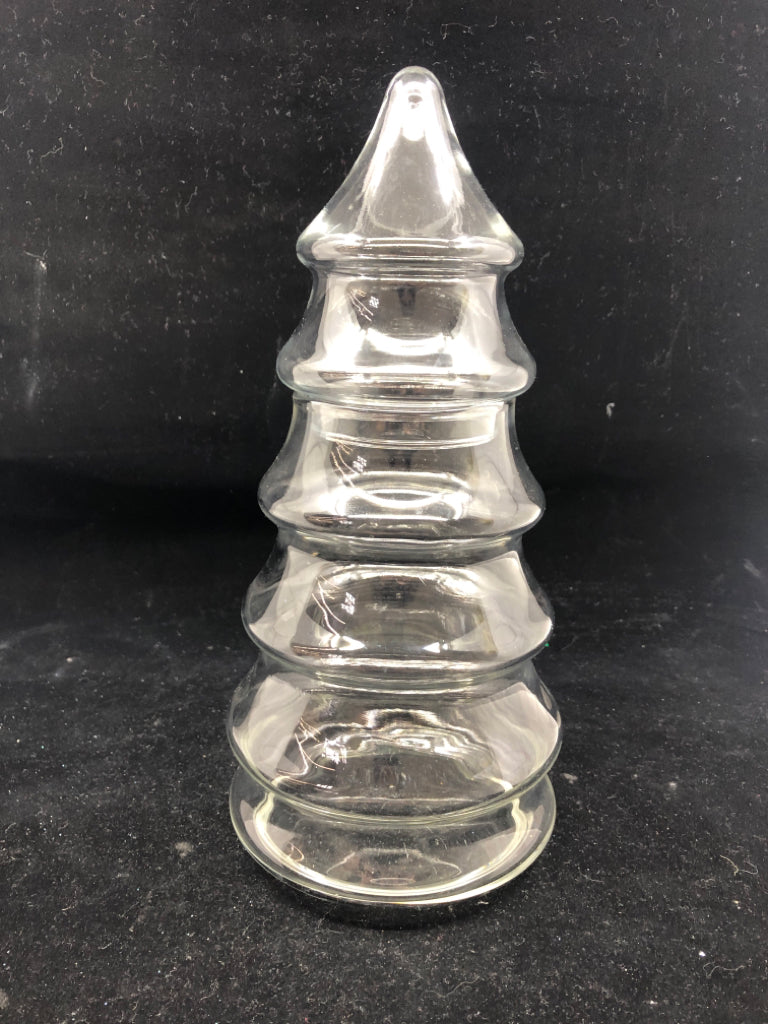 GLASS CHRISTMAS TREE CANDY SERVER.