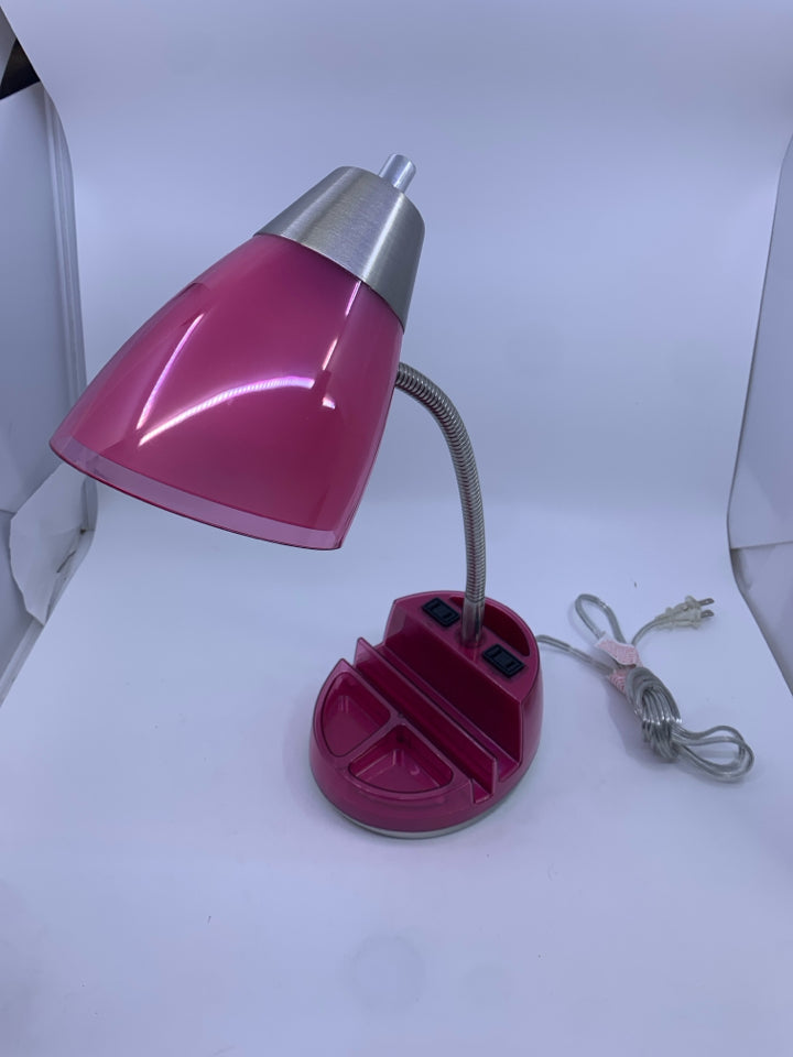 PINK DESK LAMP W ORGANIZING.