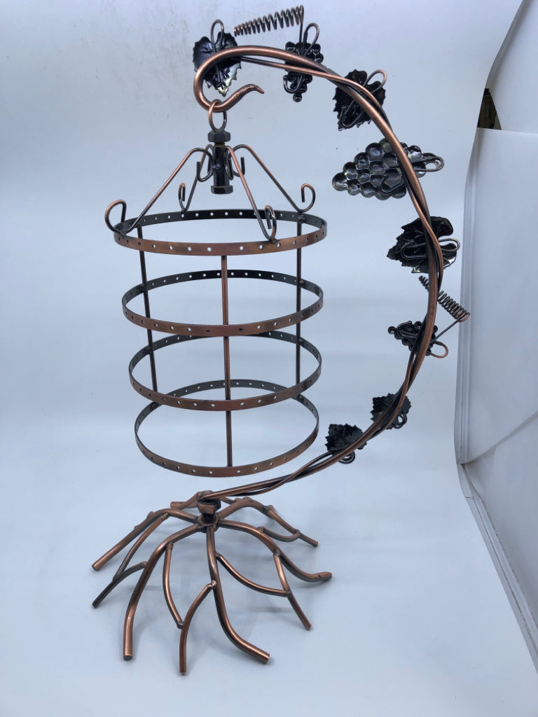 COPPER JEWELRY TREE W/LEAVES.