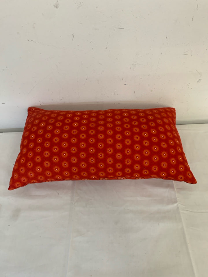 RED & ORANGE RECTANGLE PILLOW CIRCLE DESIGN.