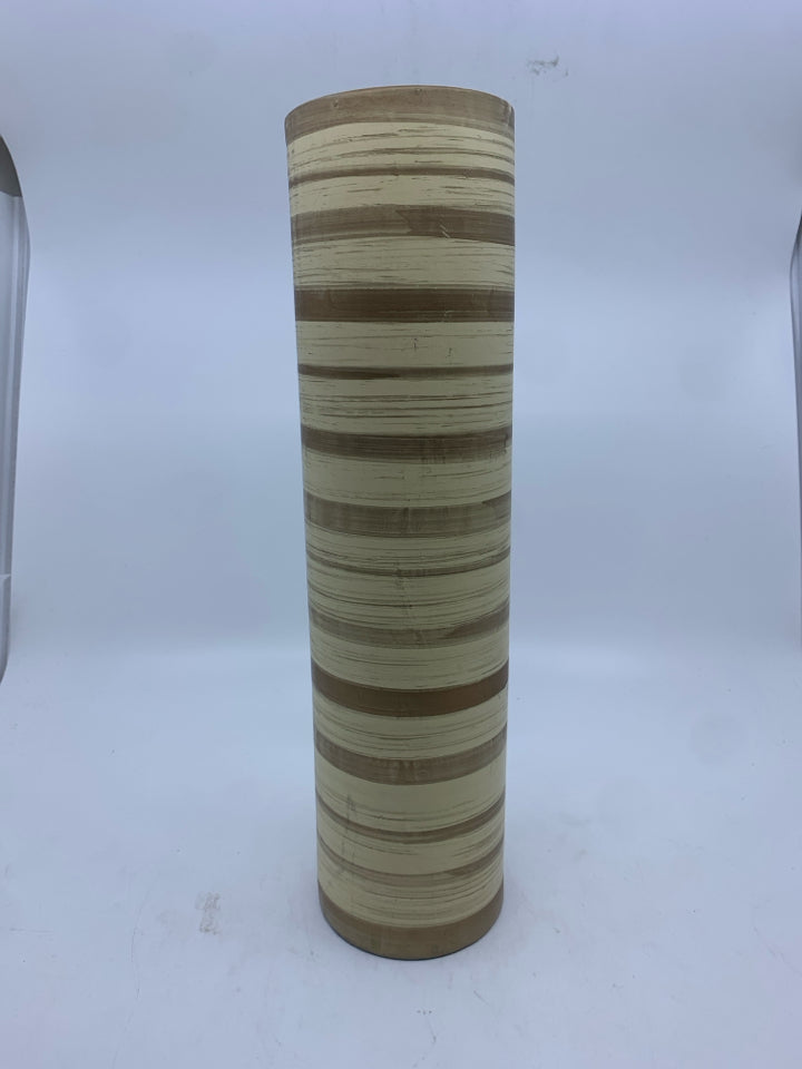 CREAM DARK STRIPED VASE.