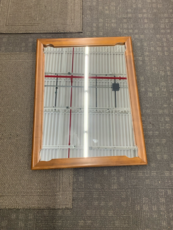 LARGE, HEAVY VTG WOOD WALL MIRROR.