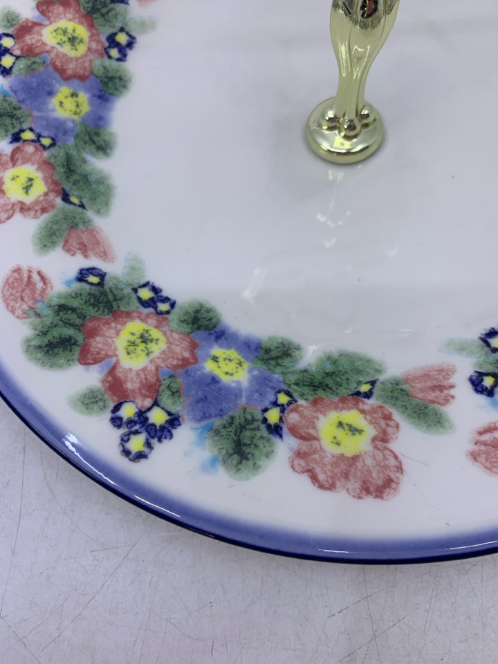 HIGHLAND MOOR PATTERN CIRCLE TIDBIT TRAY W/ HANDLE.