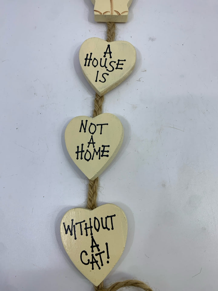 CAT AND HEARTS WOOD HANGING DECOR.