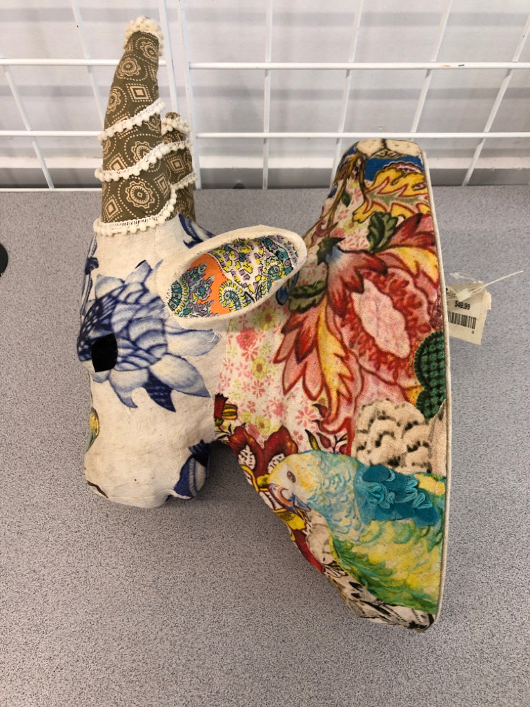 EMBROIDERED BOHO BULL FABRIC HEAD.