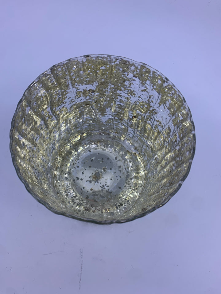 CRACKLE MERCURY GLASS CANDLE HOLDER.