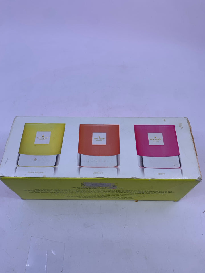 NIB KATE SPADE CANDLES LEMON BLOSSOM/GARDENIA/AMBER