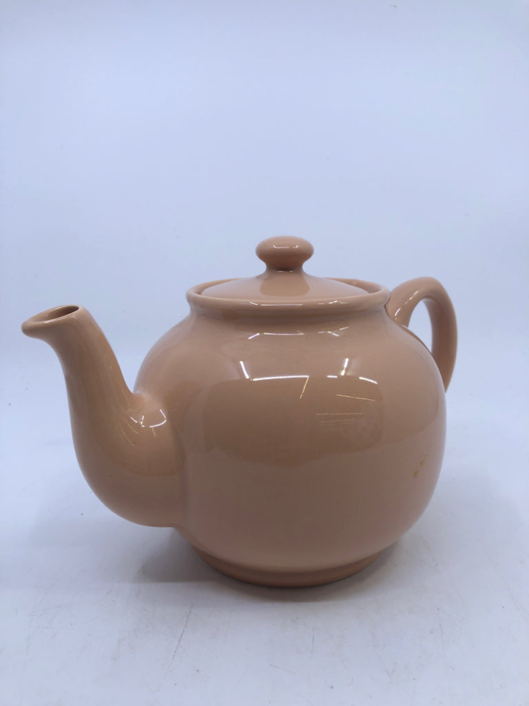 PEACH CERAMIC TEAPOT.