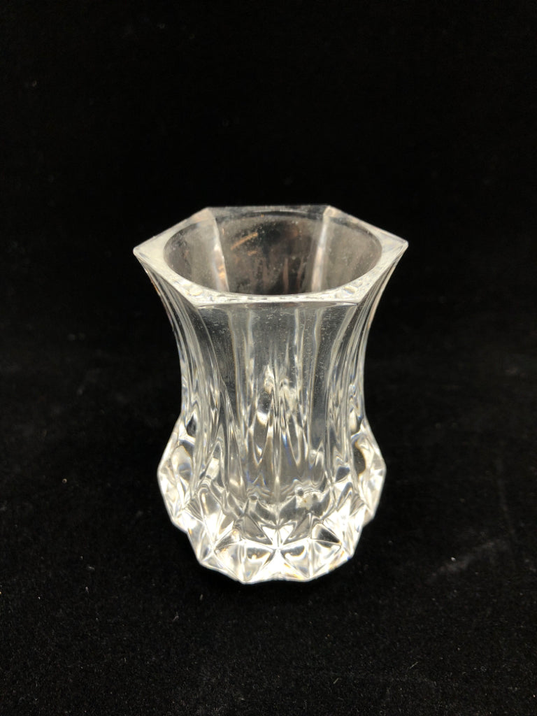 CLEAR CUT GLASS TOOTHPICK HOLDER.