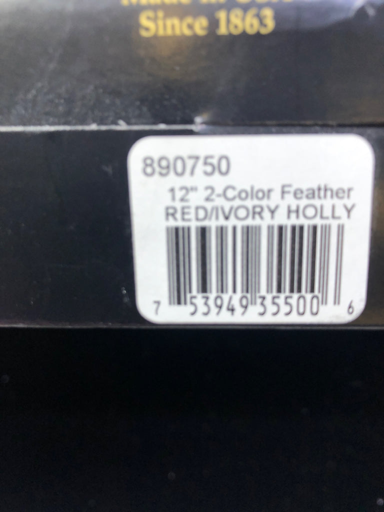 NIB BEESWAX TAPER CANDLE RED/WHITE HOLLY.