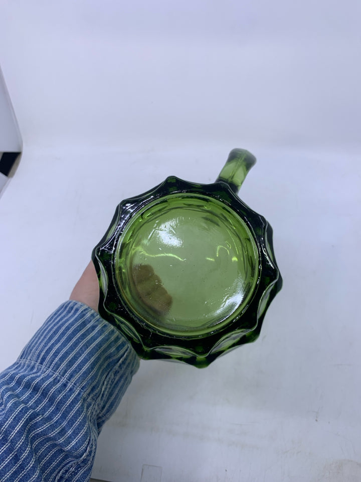 VTG GREEN GLASS PITCHER.