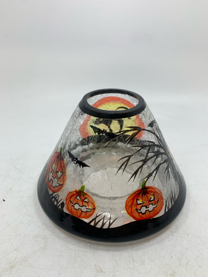 BLACK CAT CRACKLE GLASS CANDLE SHADE- YANKEE.