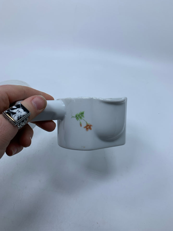 2 PC TEA LIGHT WARM W/ HEATING SAUCE POT FLORAL DETAILS.