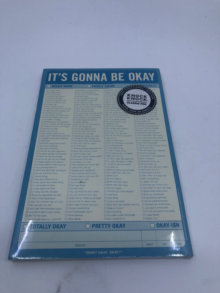 ITS GONNA BE OK NOTE PAD.