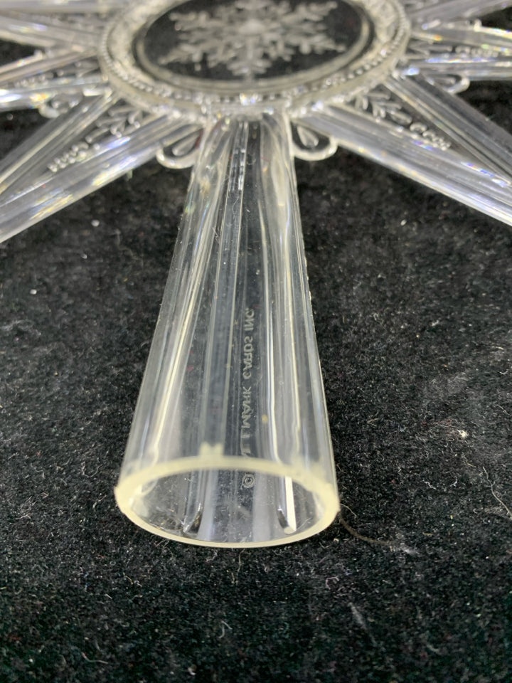 CLEAR PLASTIC STAR TREE TOPPER.