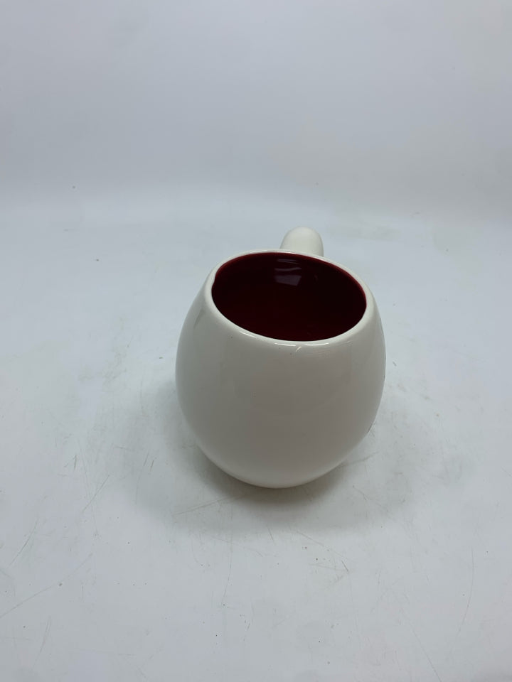 RAE DUNN SNOWMAN RED INTERIOR MUG.