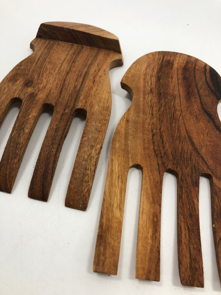 2 WOODEN SALAD FORKS.