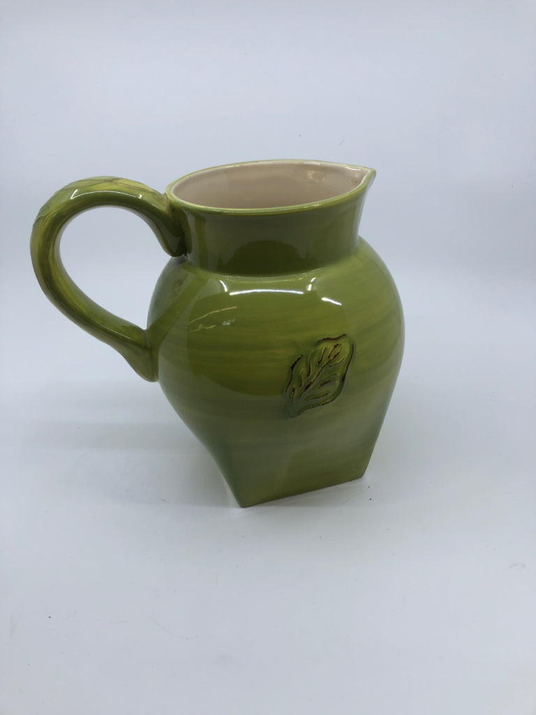 GREEN SQUARE BASE PITCHER.