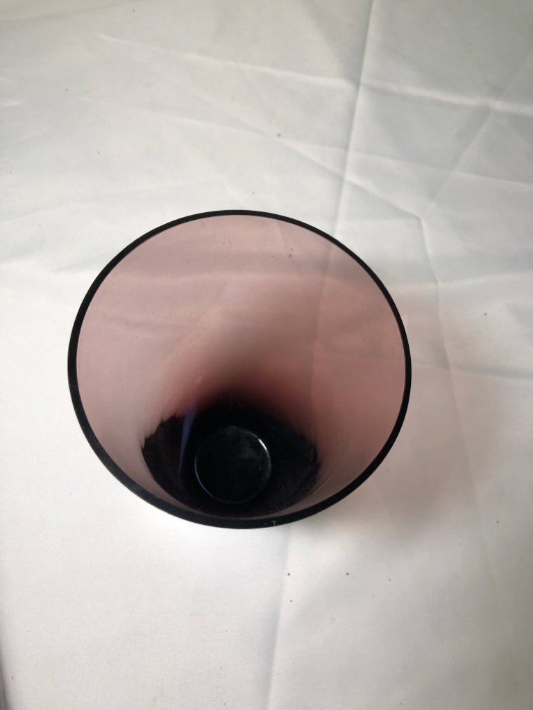 DARK PURPLE GLASS VASE W/ FLARED TOP.