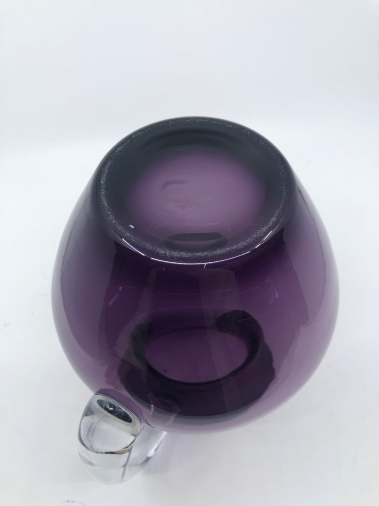 DARK PURPLE BLOWN GLASS PITCHER.