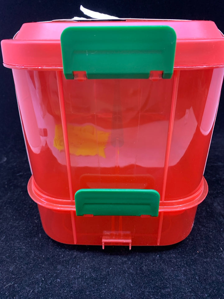 NIP RIBBON & ACCESSORY RED PLASTIC STORAGE.