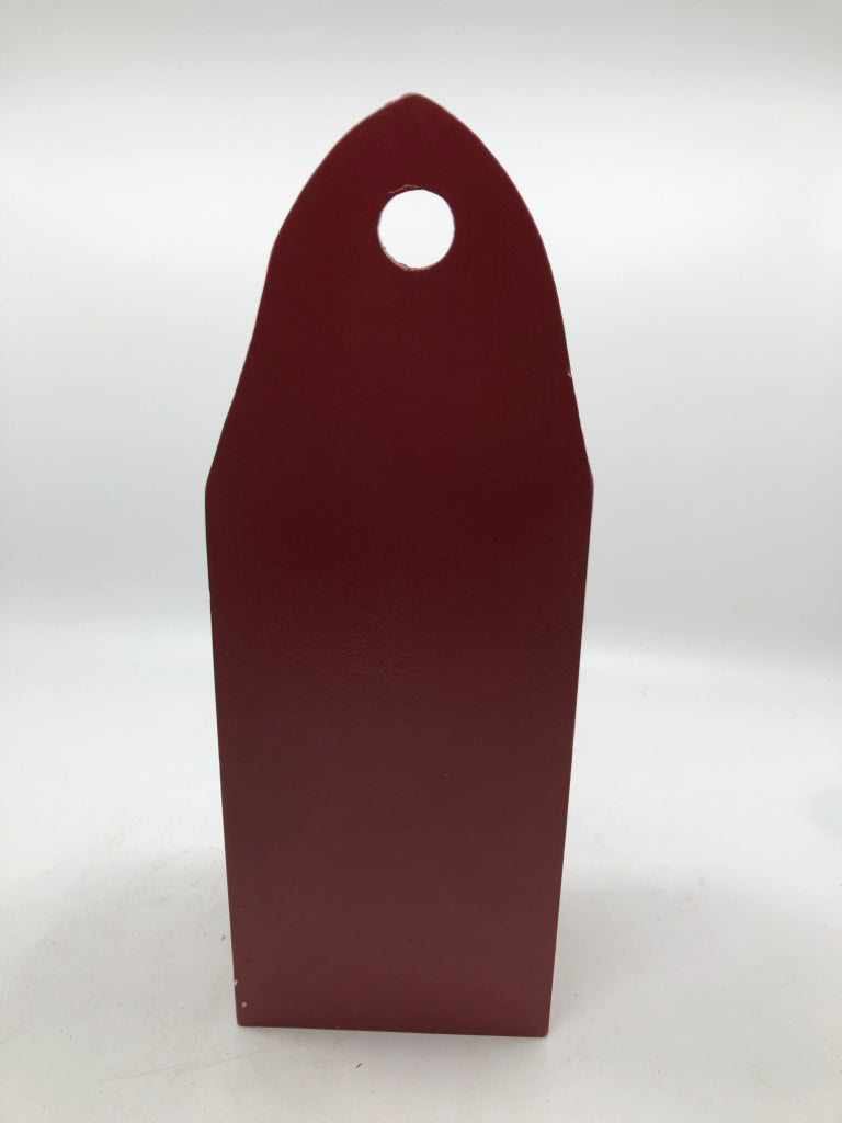 PRIMITIVE RED WOOD WALL POCKET.