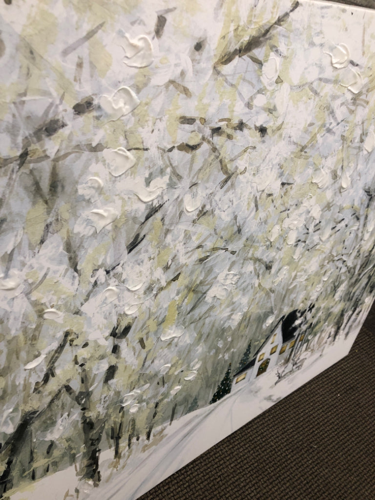 TEXTURED WINTER SCENE CANVAS.