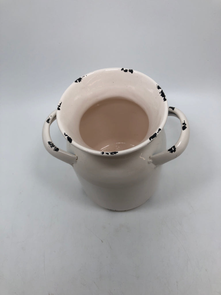 WHITE METAL MILK JUG.