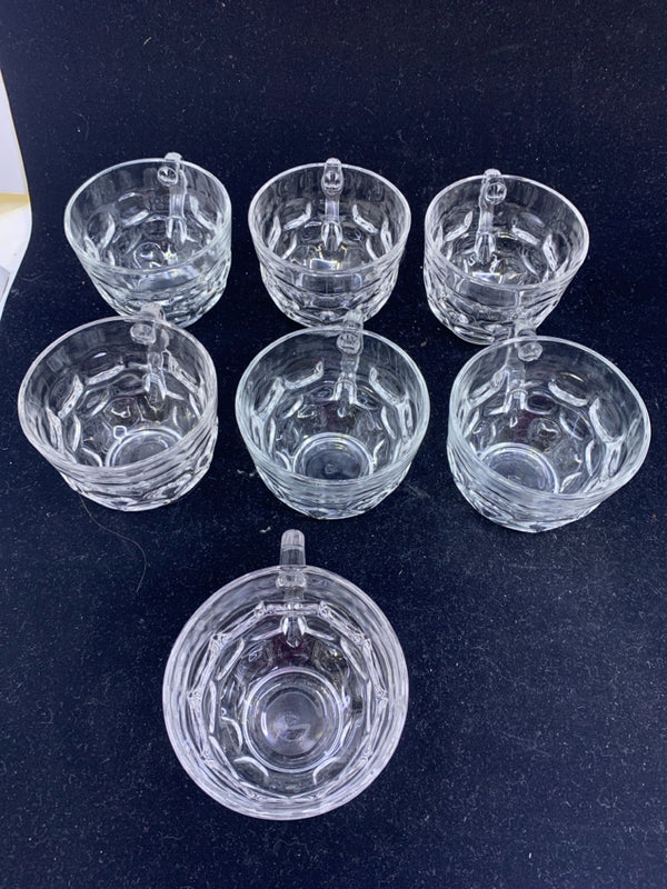 7 VINTAGE BUBBLE CRYSTAL CUP + PLATE SNACK SET.