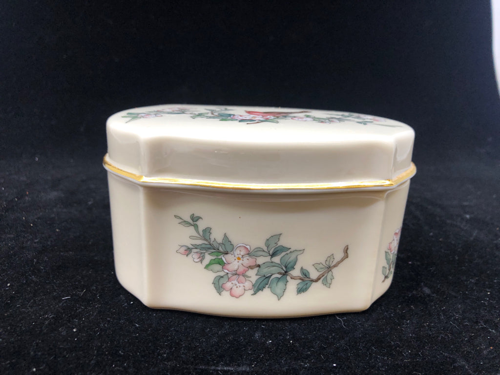 LENOX TRINKET BOX W BIRDS AND FLORAL.
