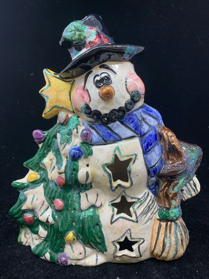 GLITTERY SNOWMAN CUTOUT STARS.