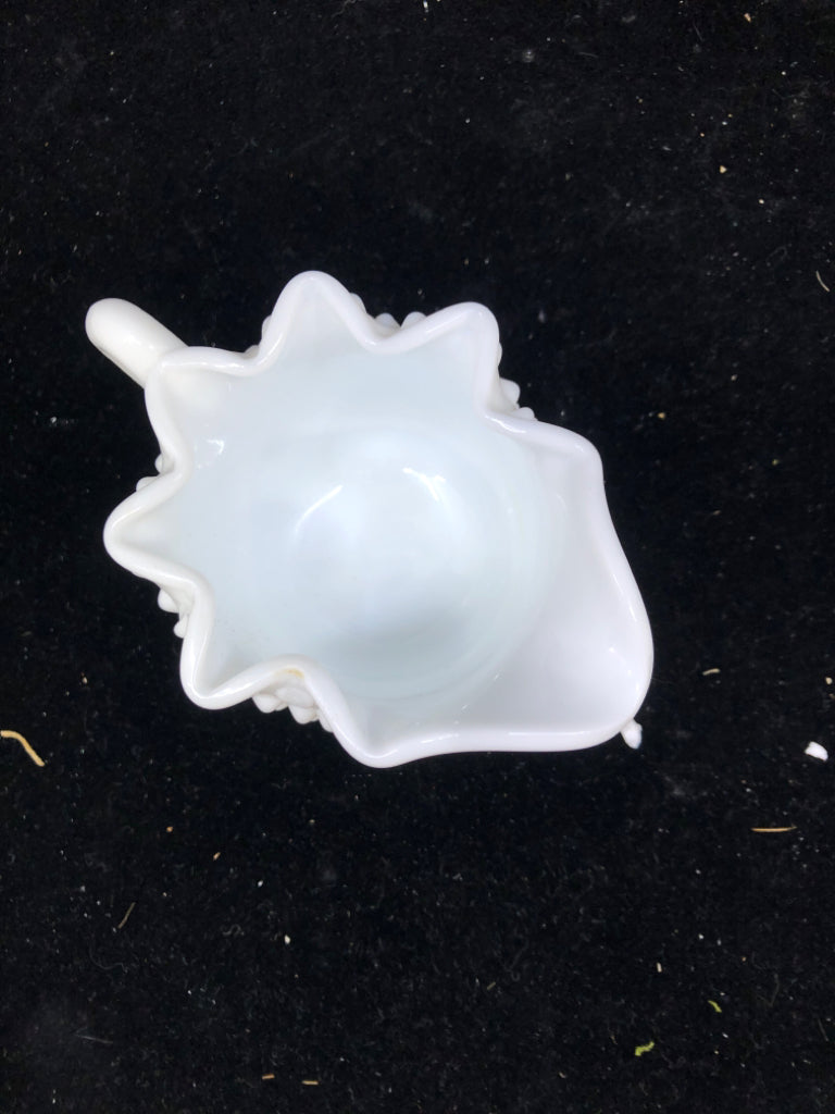 MILK GLASS STAR EDGE CREAMER.