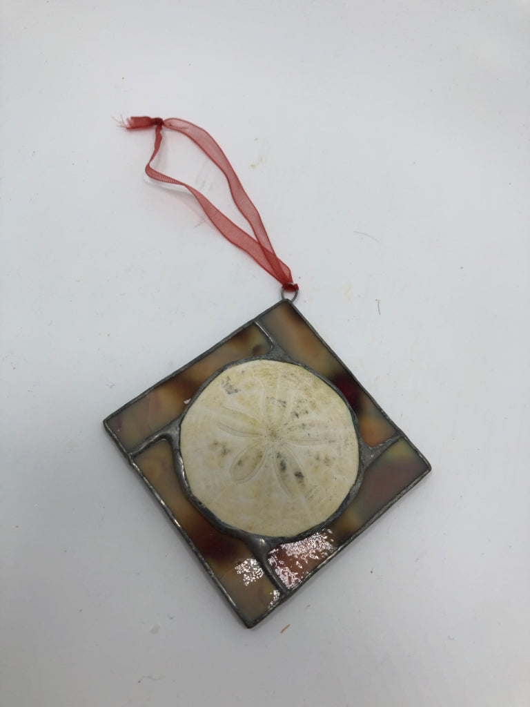 SAND DOLLAR STAINED GLASS HANGING MOSAIC.