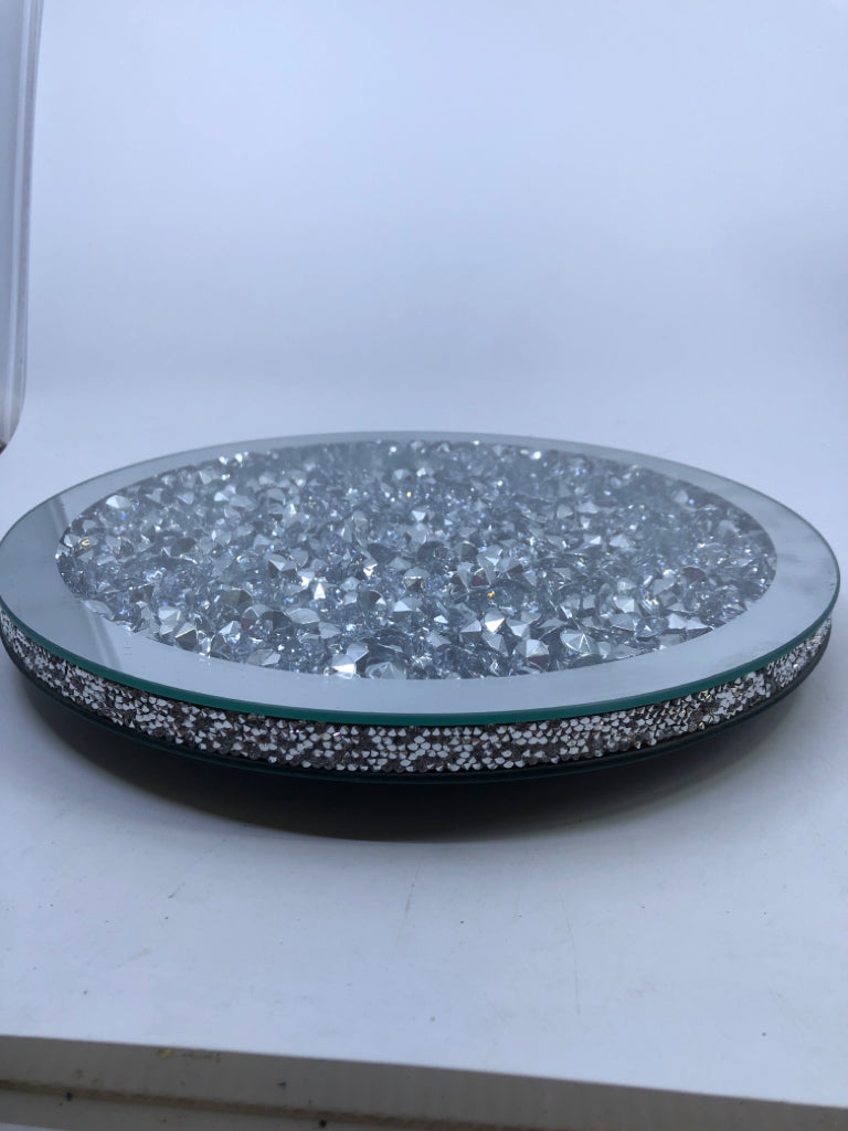 SILVER CRYSTAL LAZY SUSAN.