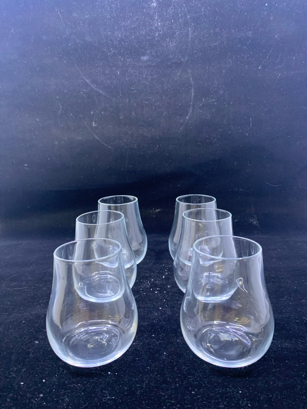 6 GLASS PEAR SHAPE WINE GLASSES.