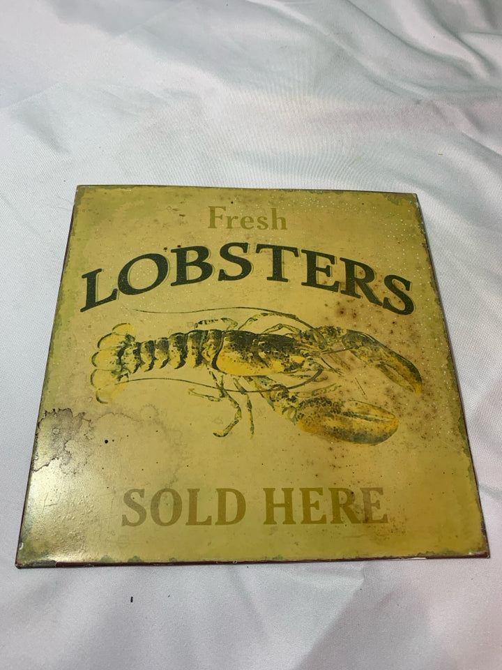 FRESH LOBSTERS METAL WALL SIGN.