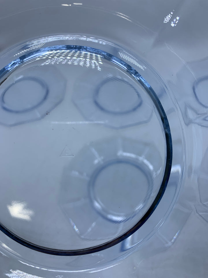 6 MOONLIGHT BLUE 10 SIDED GLASS PLATES CAMBRIDGE.