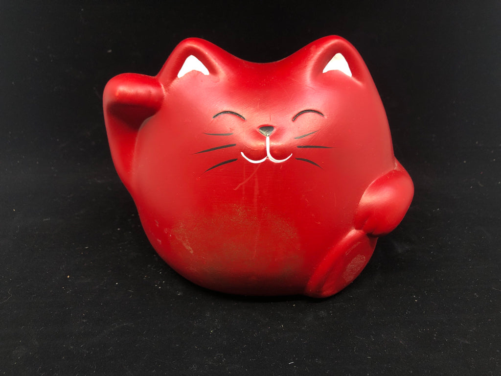 FAT RED CAT PIGGY BANK.