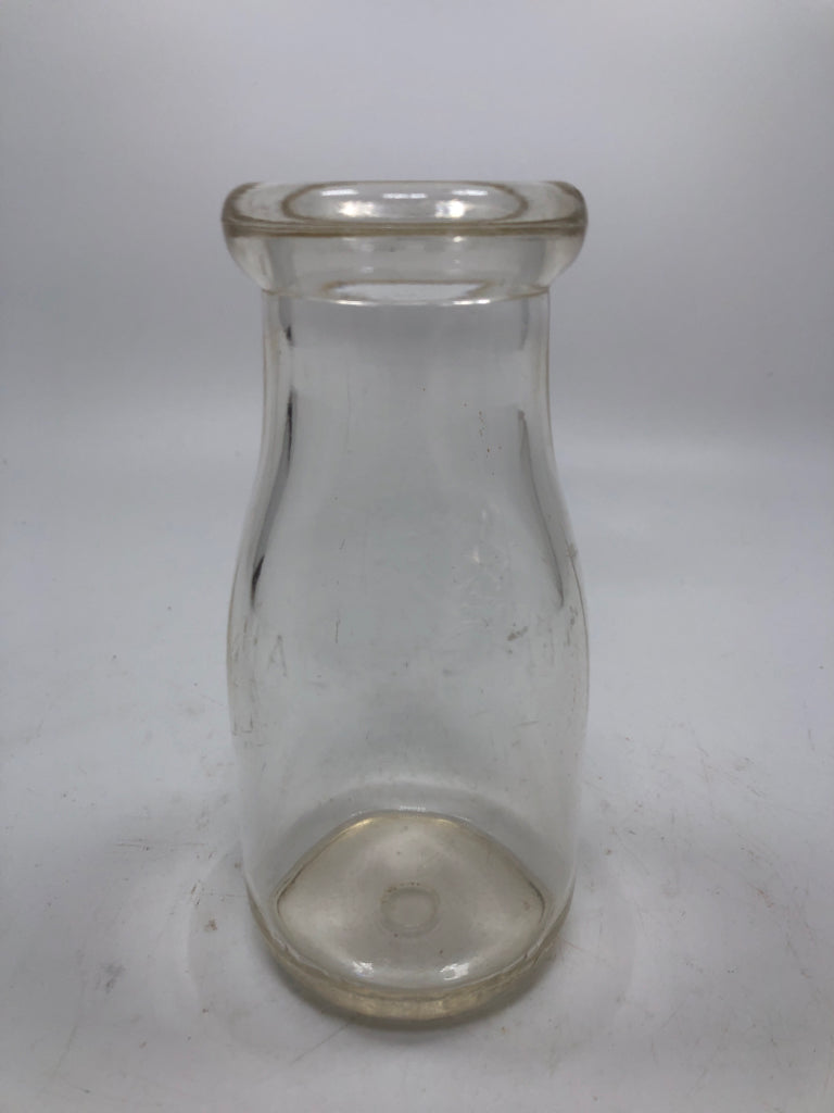VTG MINI GLASS MILK HALF PINT BOTTLE.