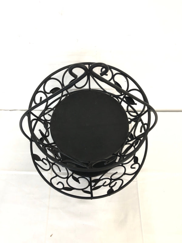 BLACK TWO TIER SCROLL DESIGN CENTERPIECE.