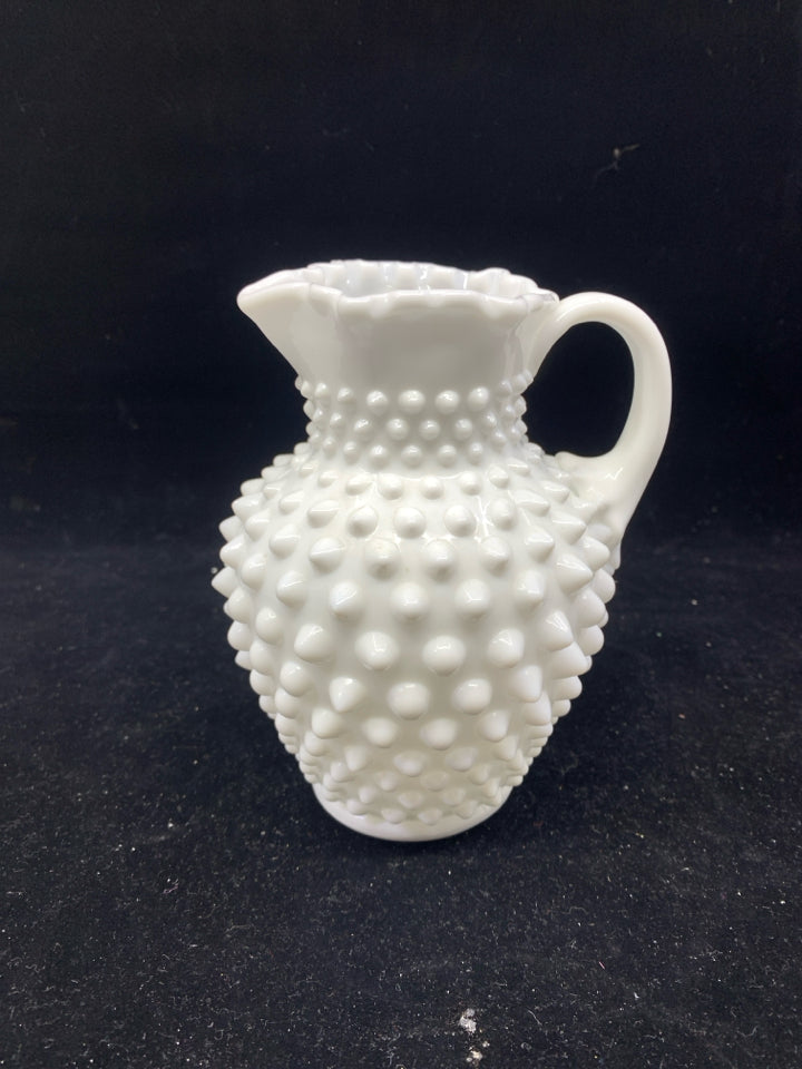 VTG WHITE HOBNAIL SMALL PITCHER.