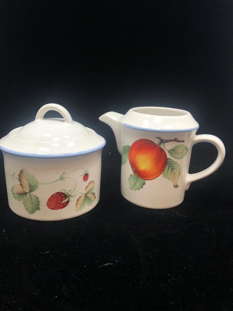 2pc LUSCIOUS FRUIT CREAMER/SUGAR SET SAVOIR VIVRE.