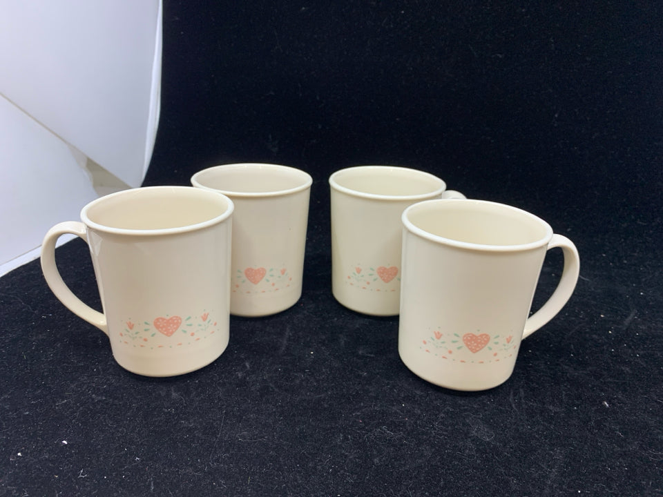 4 VTG "FOREVER YOURS" HEART MUGS.