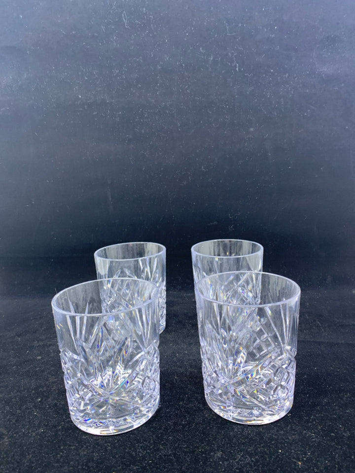 4 SHORT MELAMINE DRINKING GLASSES.