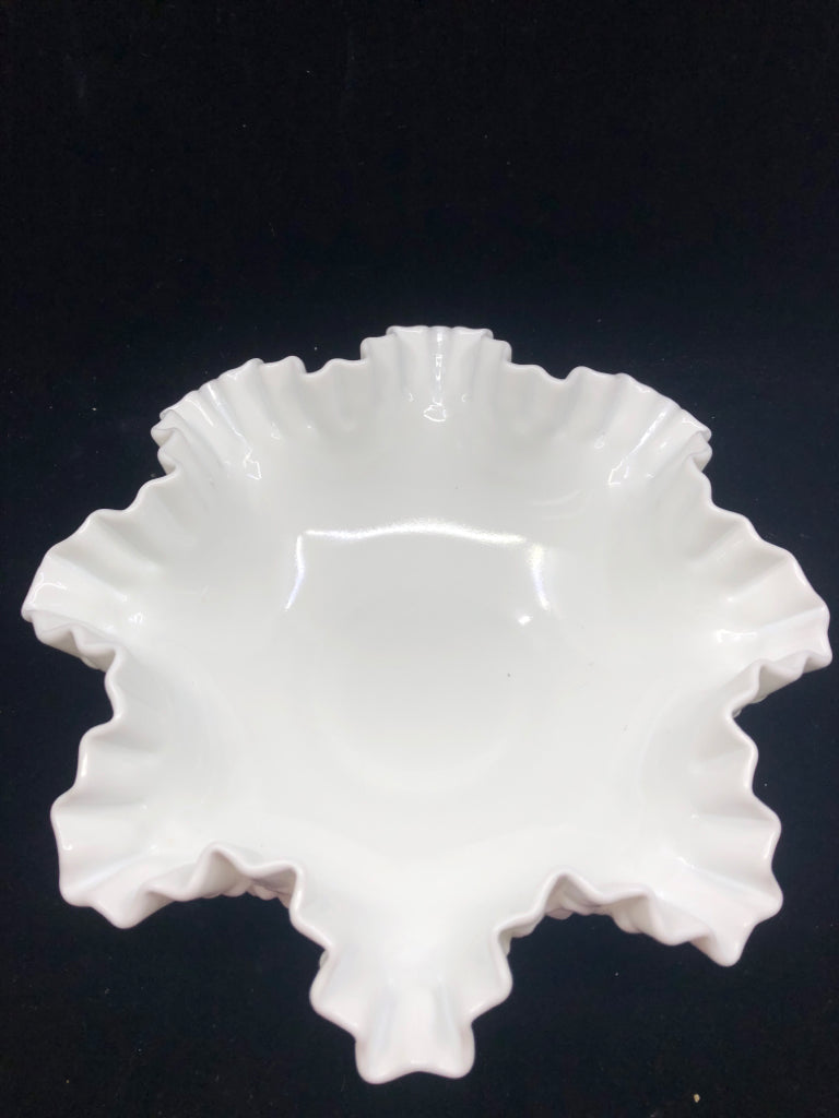 LARGE VTG FENTON HOBNAIL WAVY EDGE BOWL.